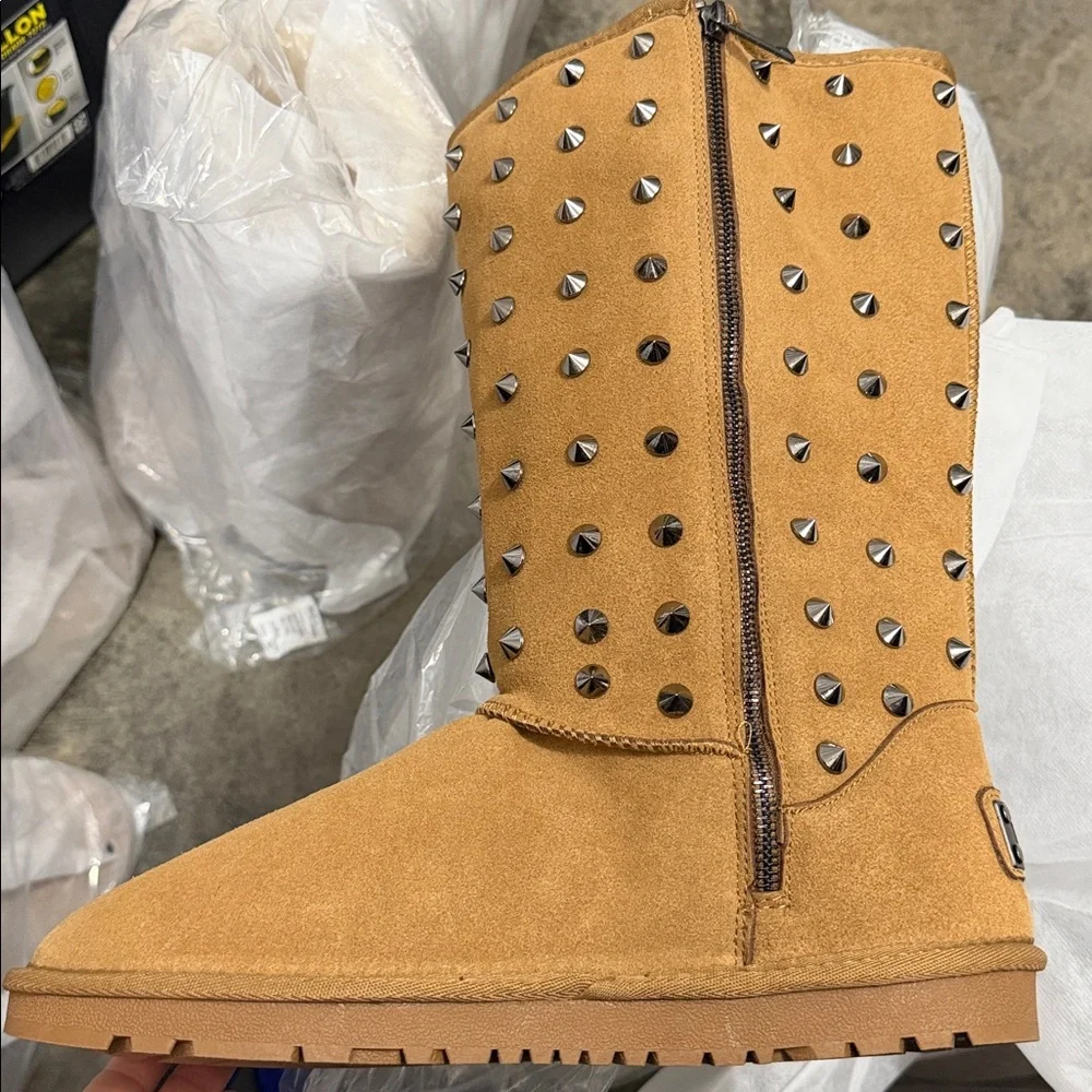 Heaven Sent Havoc Tan Studded Mid-Calf‎ Women's Boots NEW Size 10